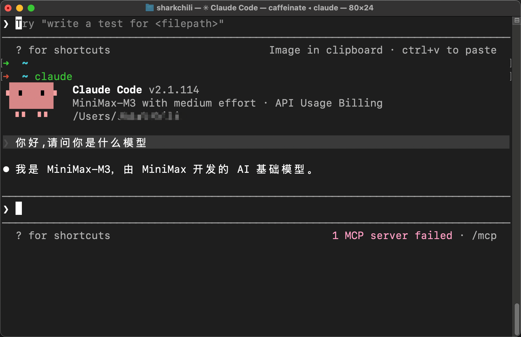 在 Claude Code 中验证 MiniMax M3 模型已生效